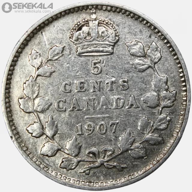 سکه 5 سنت نقره کانادا 1907 (ادوارد هفتم)( کمیاب)