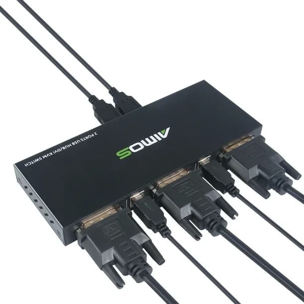 سوئیچ 2 در 1 DVI KVM Switch Dual Displays برند AIMOS — تصویر ۱۰