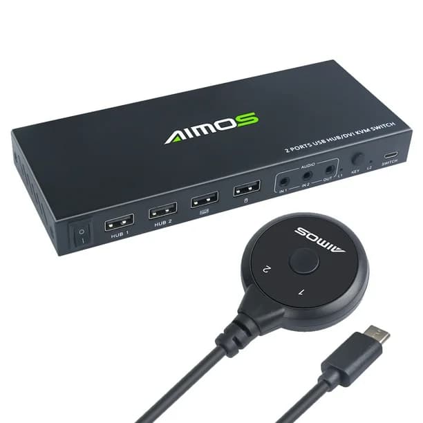 سوئیچ 2 در 1 DVI KVM Switch Dual Displays برند AIMOS — تصویر ۸