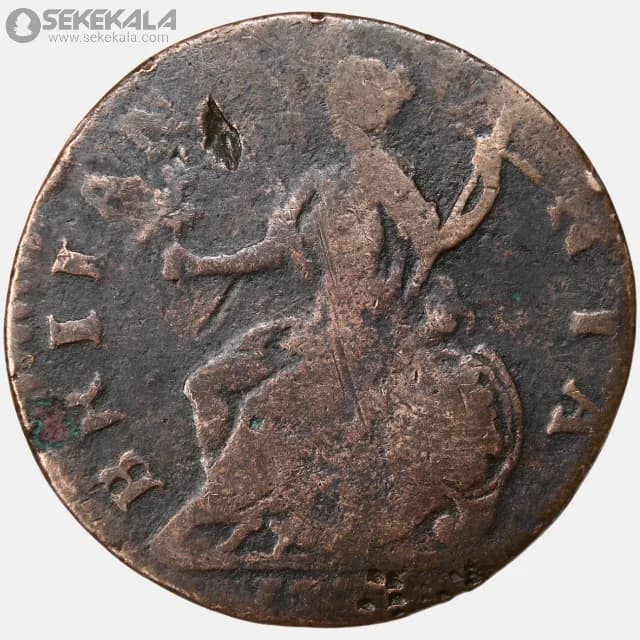 سکه 1/2 پنی انگلیس 1771 (جورج سوم)(بسیار کمیاب) — تصویر ۲
