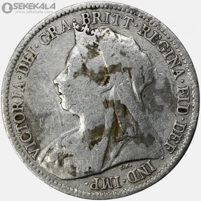سکه 6 پنس نقره انگلیس 1900 (ملکه ویکتوریا)(کمیاب)