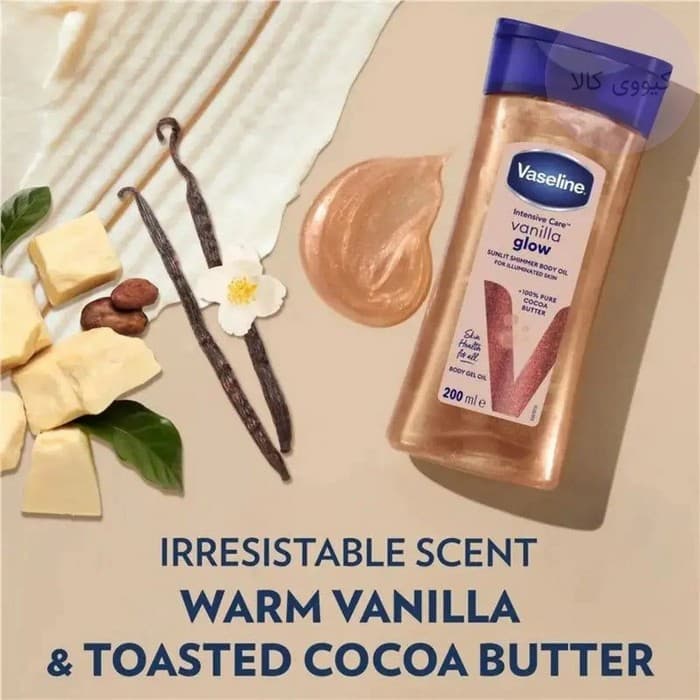 روغن بدن شاین دار وانیل وازلین Vaseline مدل vanilla glow — تصویر ۲