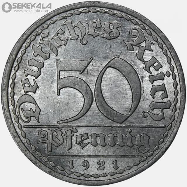 سکه 50 فنیگ آلمان 1921 A (جمهوری وایمار) — تصویر ۳