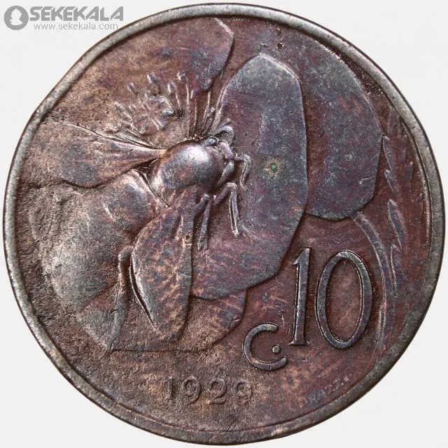 سکه 10 سنتسیمی ایتالیا 1929 (ویکتور امانوئل سوم)