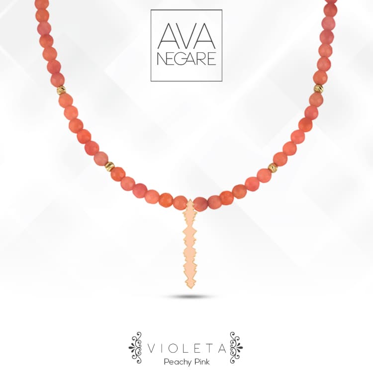 گردنبند طلا و مهره فرکانس صدا مدل ویولت Violet — تصویر ۲