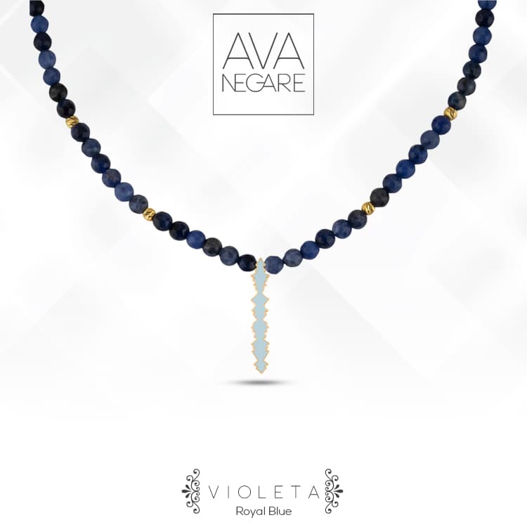 گردنبند طلا و مهره فرکانس صدا مدل ویولت Violet — تصویر ۳