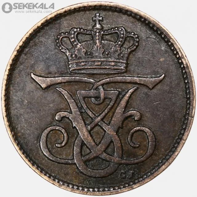 سکه 1 اوره دانمارک 1909 (فردریک هشتم)(بسیار کمیاب) — تصویر ۳