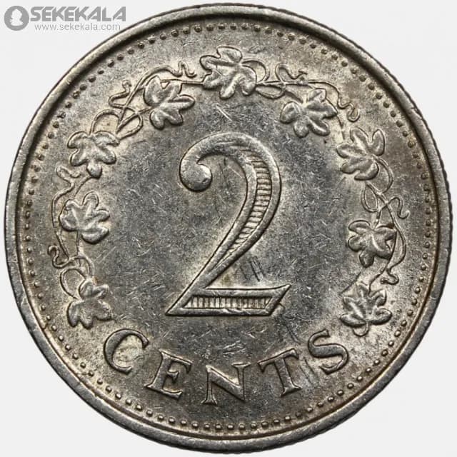سکه 2 سنت کمیاب مالت 1977 — تصویر ۲