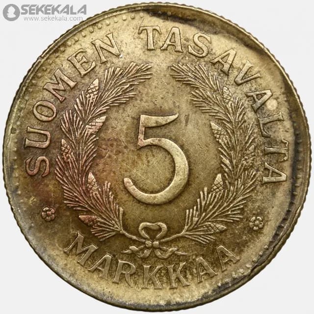 سکه 5 مارکا فنلاند 1947 (بسیار کمیاب) — تصویر ۲