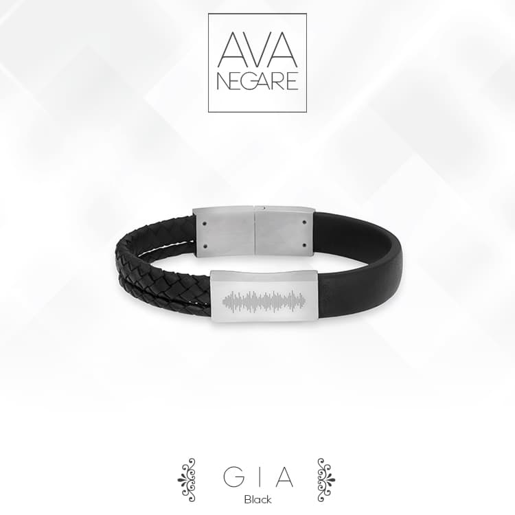 دستبند فرکانس صدا مدل جیا Gia نقره 925 (Black)