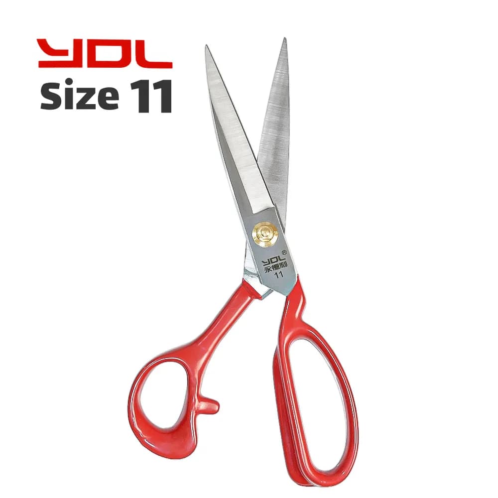 قیچی برش خیاطی YDL تیغه سفید دسته قرمز سایز 11 — تصویر ۷