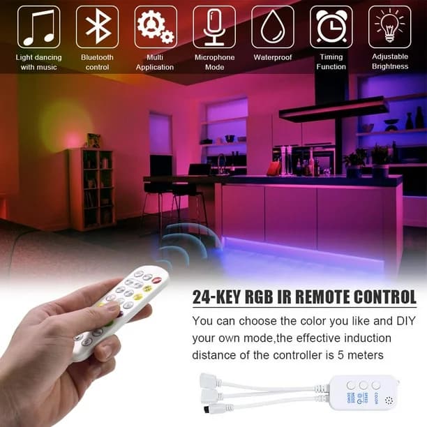 ریسه اسمارت بلوتوثی 5M RGB 5050 Smart LED Strip Light برند Zimtown — تصویر ۸