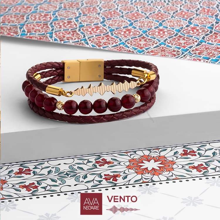 دستبند فرکانس صدا مدل Vento طلای ۱۸ عیار (RedStar) — تصویر ۳