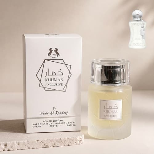 عطر ادکلن خمار اکسکلوسیو وادی الخلیج رایحه ادکلن پارفوم د مارلی والایا اکسکلوسیف زنانه | Khumar Exclusive By Wadi Al khaleej (Marly Valaya Exclusif) حجم 100 میل(شرکتی) — تصویر ۴