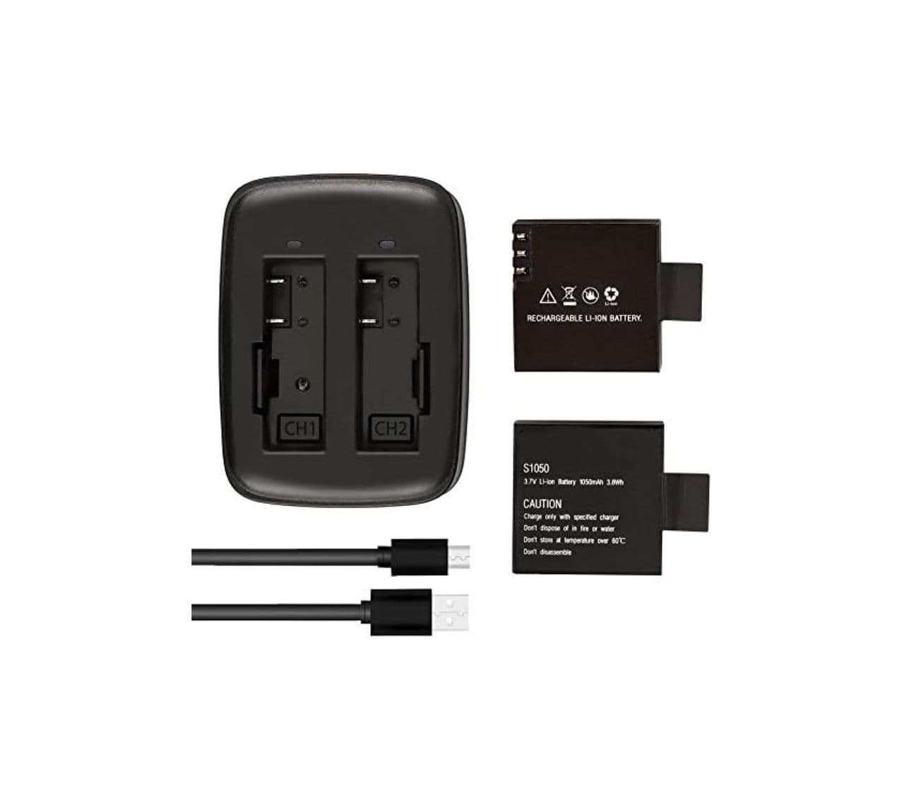 باتری اکشن دوربین قابل شارژ AKASO V50/ V50 Elite 2 X 1050Mah با USB Dua — تصویر ۵
