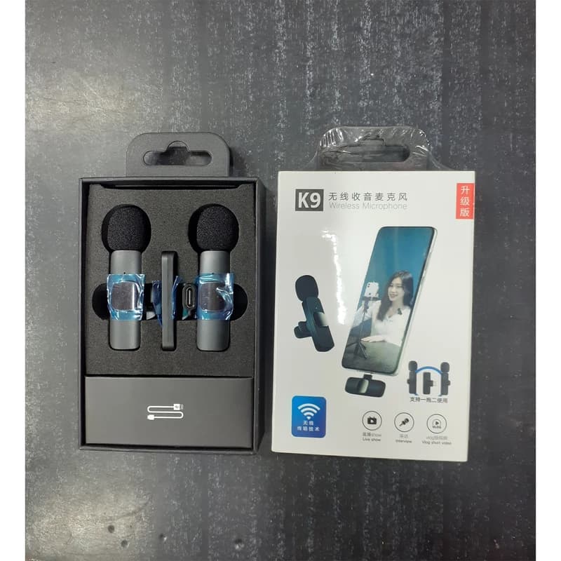 میکروفن یقه‌ای بی‌سیم مدل K9 Dual Type-C بسته 2 عددی — تصویر ۲