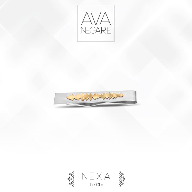 گیره کراوات فرکانس صدا مدل Nexa ترکیب نقره و طلا — تصویر ۵