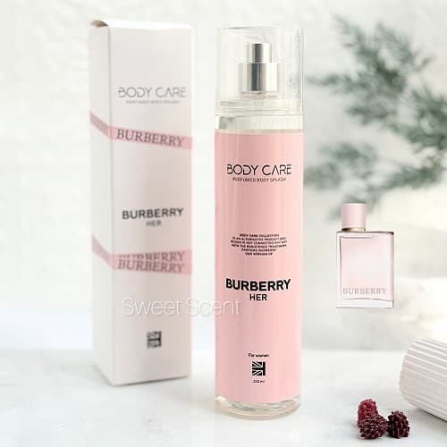 بادی اسپلش باربری-بربری هر (بادی کر) | (Burberry Her Perfumed Body Splash (Body Care حجم 250 میل(شرکتی)