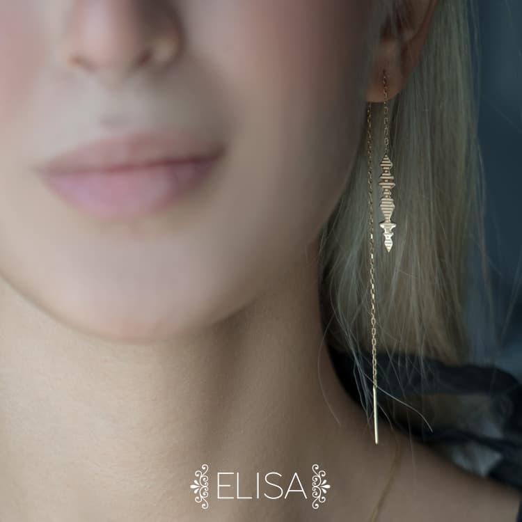 گوشواره فرکانس صدا مدل Elisa طلای ۱۸ عیار — تصویر ۵