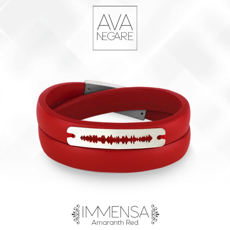 دستبند فرکانس صدا مدل ایمنسا Amaranth Red نقره ۹۲۵ — تصویر ۳