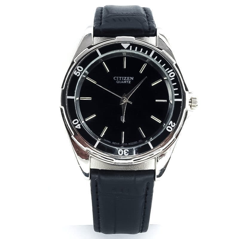 ساعت مچی بند چرمی سیتیزن CITIZEN K-12010 صفحه مشکی