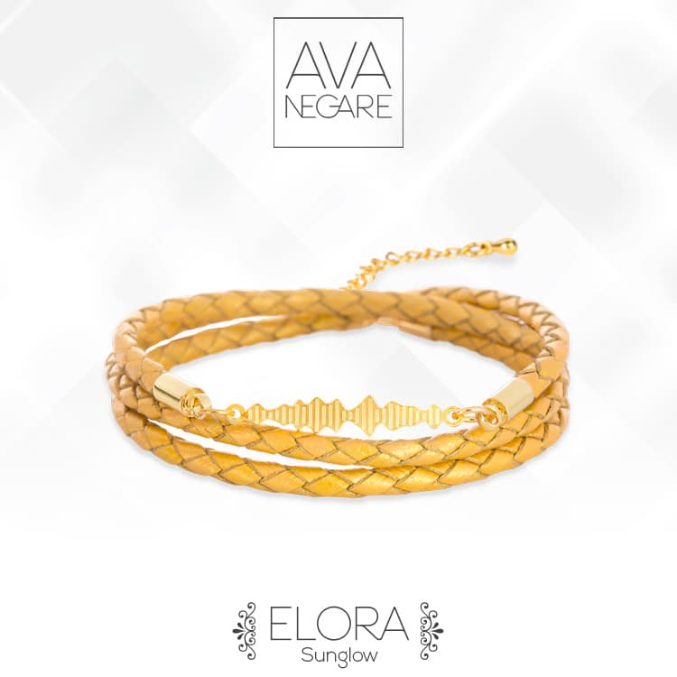 دستبند فرکانس صدا مدل Elora طلای ۱۸ عیار (Sunglow) — تصویر ۳
