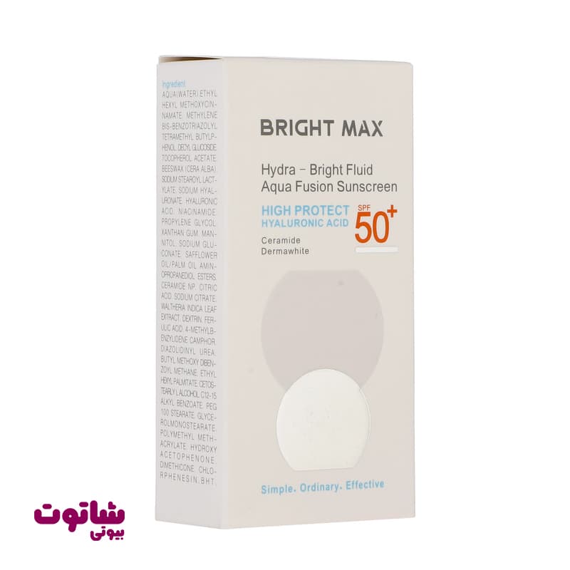 فلوئید ضدآفتاب بی رنگ برایت مکس SPF 50 مدل هیدرابرایت حجم 50 میل — تصویر ۷