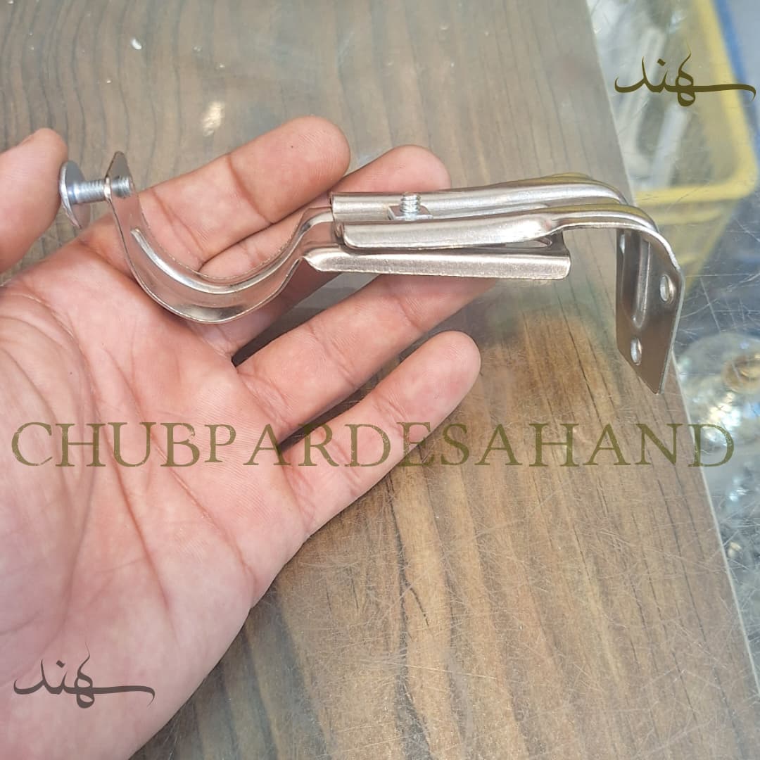 پایه دیواری چوب پرده پانچی رنگ نقره ای