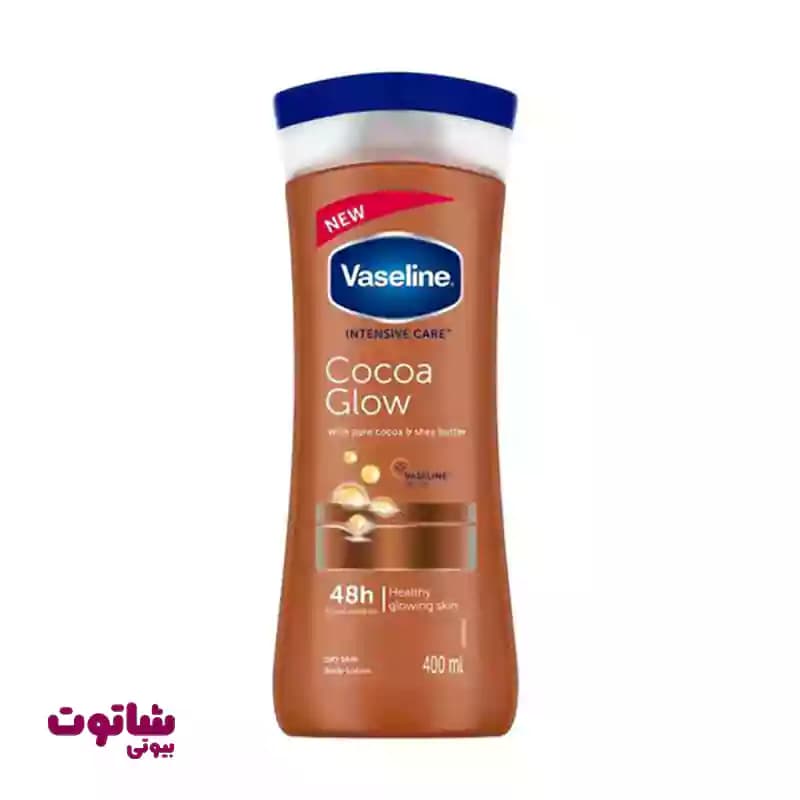 لوسیون بدن وازلین مدل cocoa glow حجم 400 میل — تصویر ۳