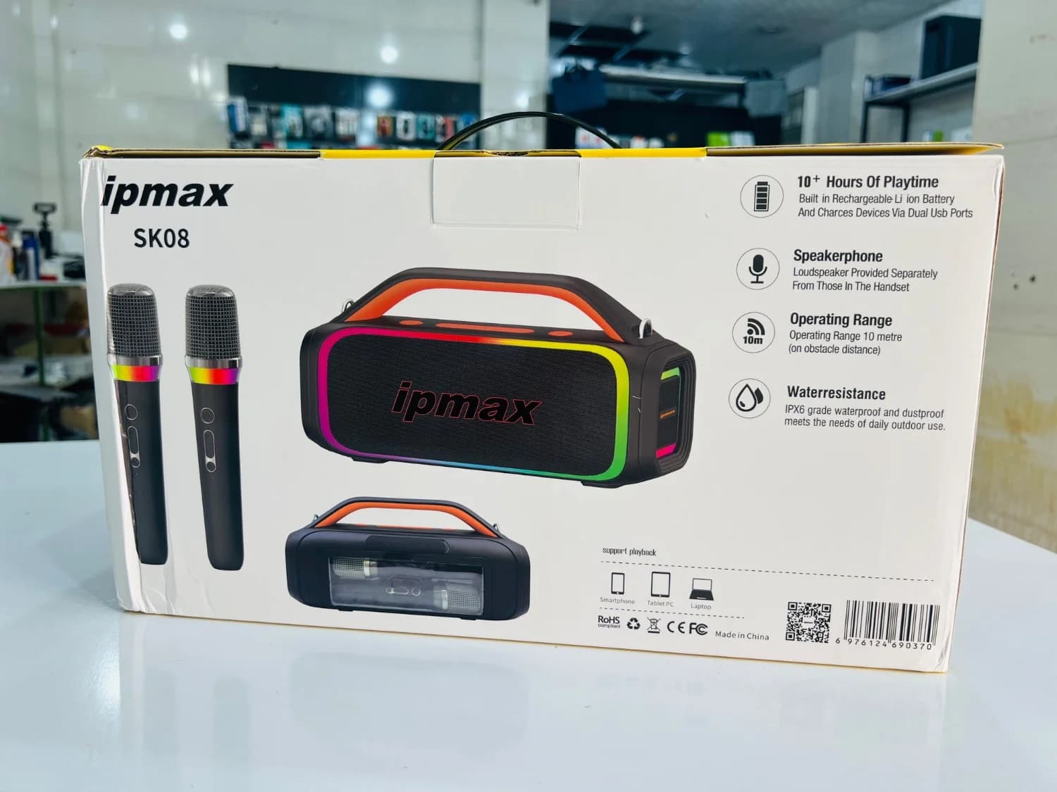 اسپیکر جدید بلوتوثی قابل‌حمل IPMAX مدل SK08 به همراه ۲ میکروفون — تصویر ۴