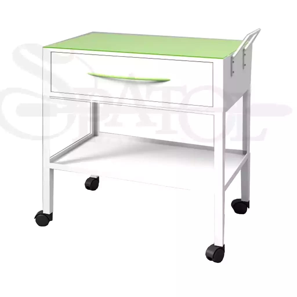 ترولی بیمارستانی کشودار با رویه شیشه ای و چرخ قفل دار TR 409 برند navidekbatan — تصویر ۱۲