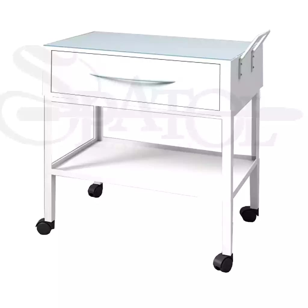 ترولی بیمارستانی کشودار با رویه شیشه ای و چرخ قفل دار TR 409 برند navidekbatan — تصویر ۲