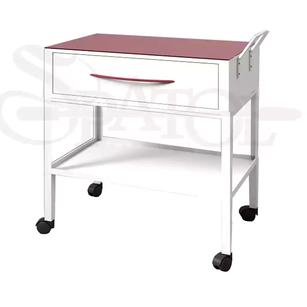 ترولی بیمارستانی کشودار با رویه شیشه ای و چرخ قفل دار TR 409 برند navidekbatan — تصویر ۳