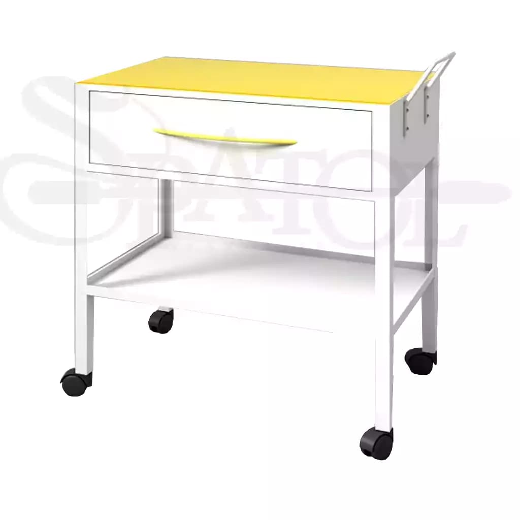 ترولی بیمارستانی کشودار با رویه شیشه ای و چرخ قفل دار TR 409 برند navidekbatan