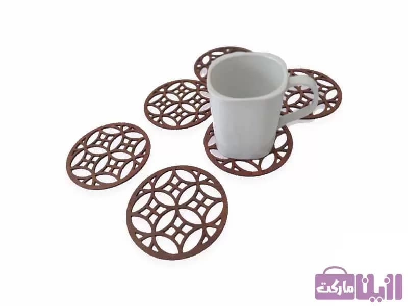 تی بگ چوبی چهارخانه همراه زیر لیوانی — تصویر ۳