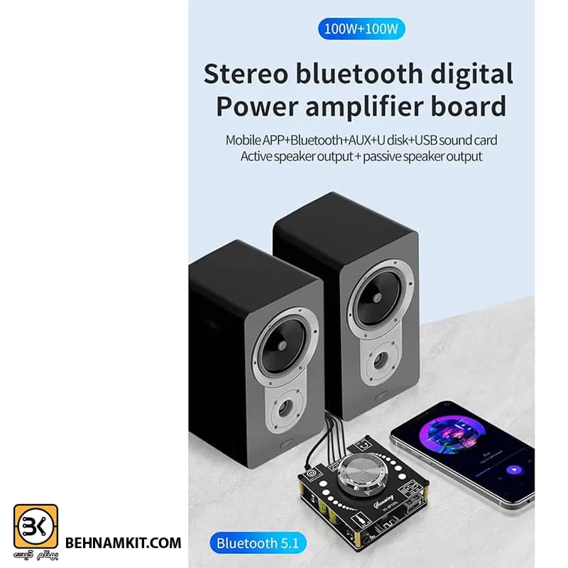 ماژول آمپلی فایر با بلوتوث YS-AP100L 2*100W و با اپلیکیش — تصویر ۵