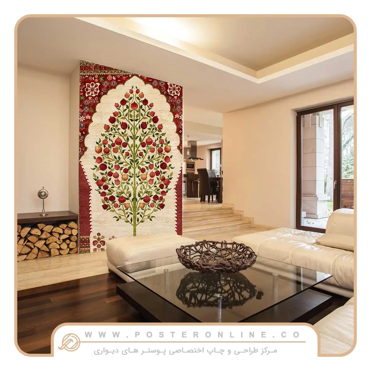 پوستر دیواری نقاشی کلاسیک طرح فرش ایرانی کد cla-0002 — تصویر ۳