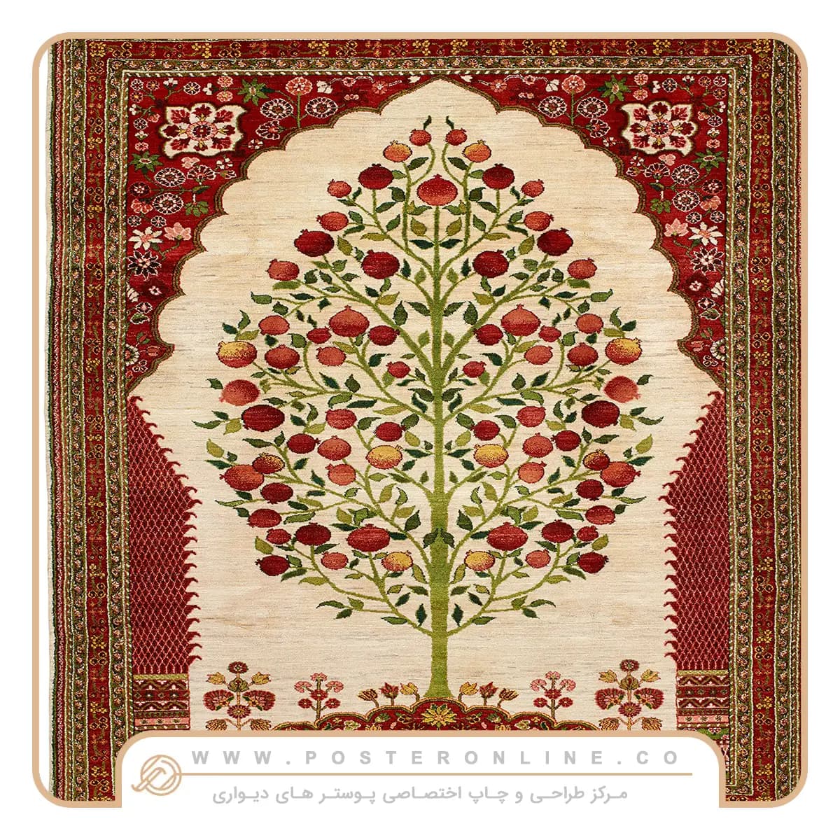 پوستر دیواری نقاشی کلاسیک طرح فرش ایرانی کد cla-0002 — تصویر ۲
