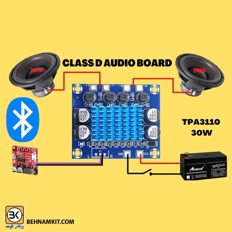 ماژول آمپلی فایر 2X30W وات استریو TPA3110 DC 8V-26V XH-A232 — تصویر ۷