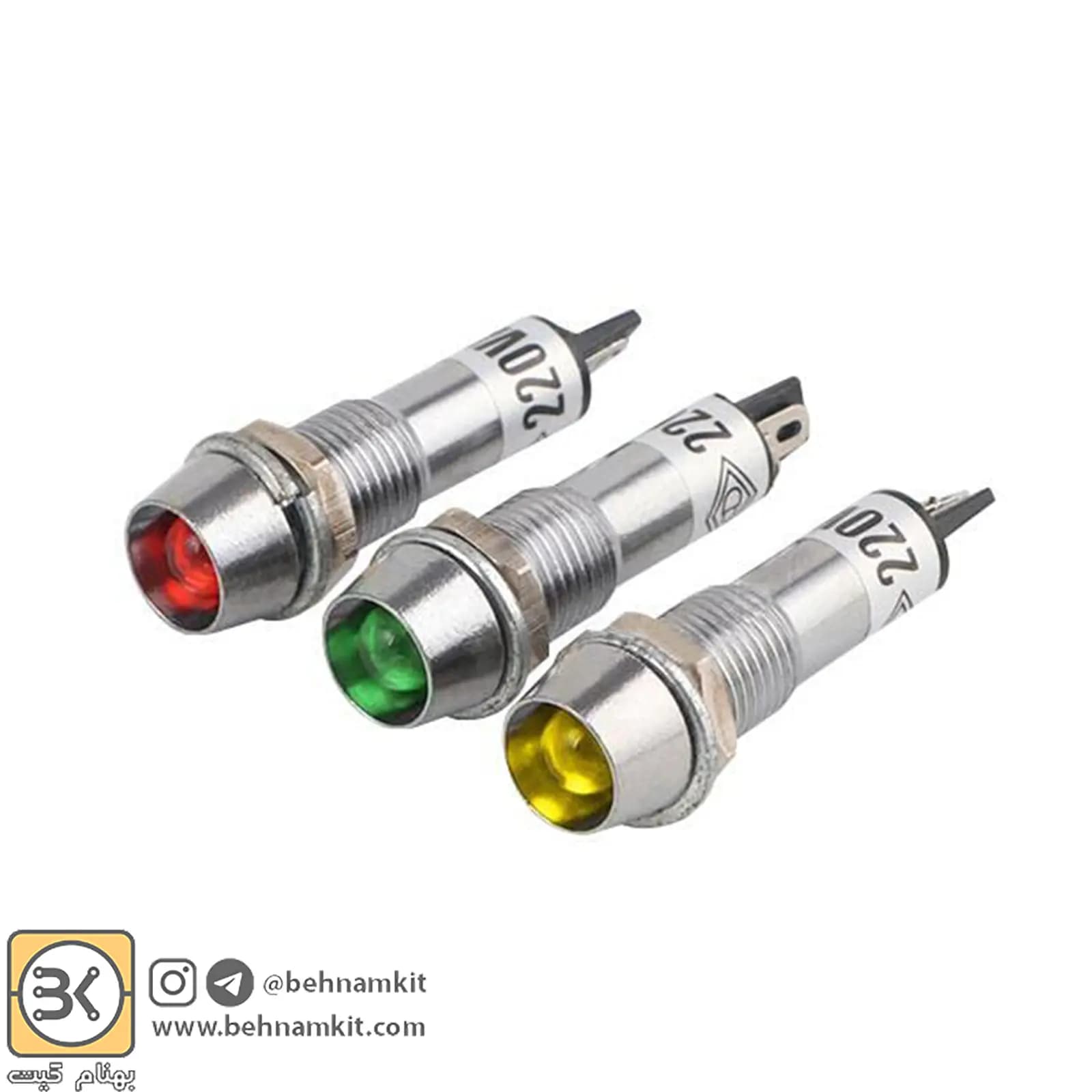 چراغ سیگنال فلزی ۲۲۰ ولت قطر ۸ سبز XD8-220V — تصویر ۴