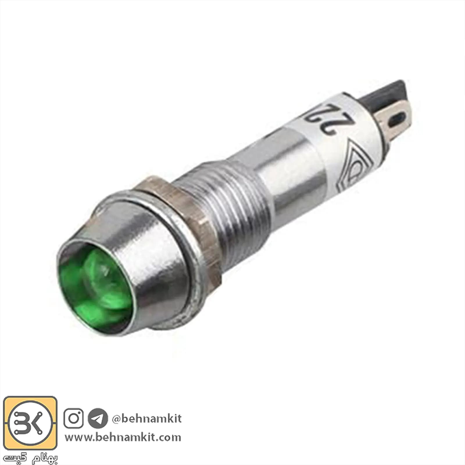 چراغ سیگنال فلزی ۲۲۰ ولت قطر ۸ سبز XD8-220V — تصویر ۳
