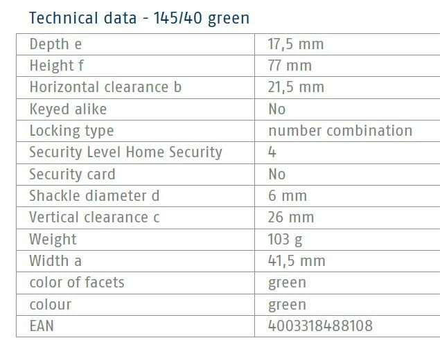 قفل رمزی آبوس مدل 145/40 اصل آلمان — تصویر ۸