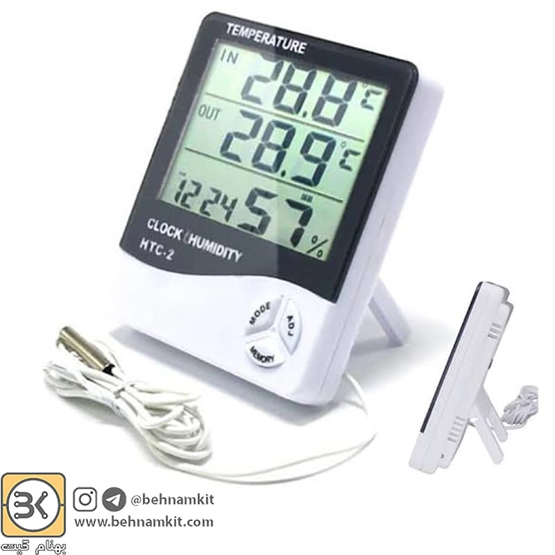 دماسنج، رطوبت سنج و ساعت رومیزی مدل HTC-2 — تصویر ۷