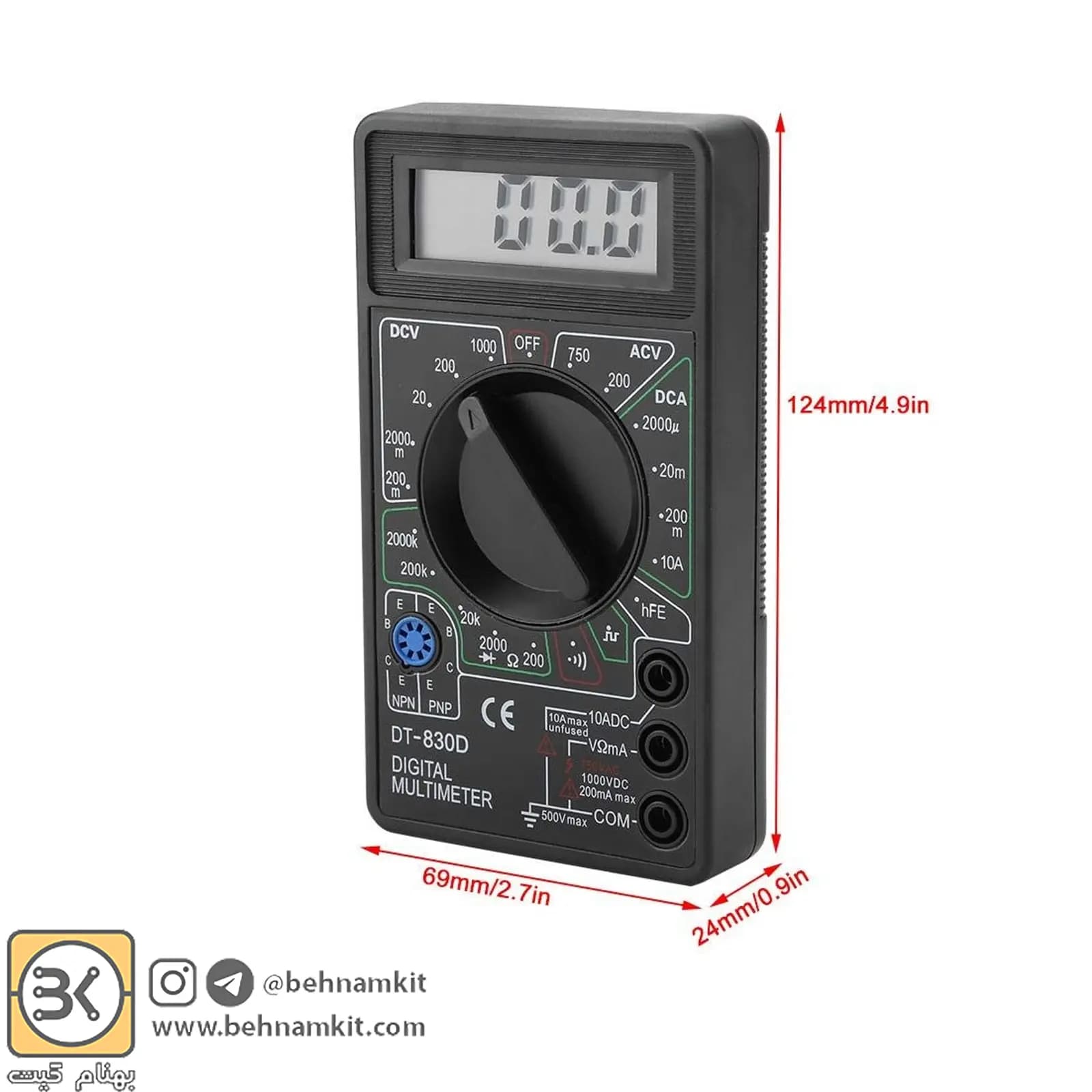 مولتی متر دیجیتال DIGITAL MULTIMETER DT830D — تصویر ۳