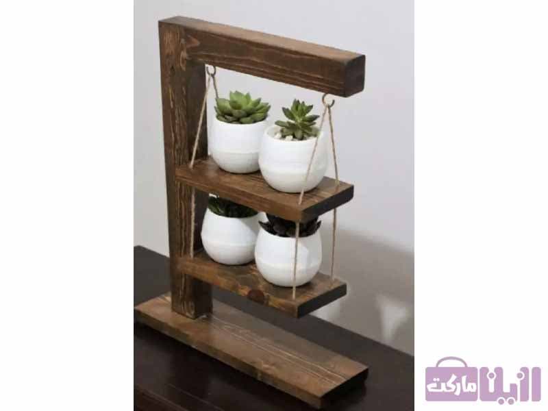 استند گلدان چوبی آویزی