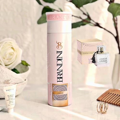 اسپری بدن ضد تعریق برندینی رایحه ادکلن زنانه لالیک لامور | Brandini Lalique L’Amour Body Spray حجم 200 میل — تصویر ۲