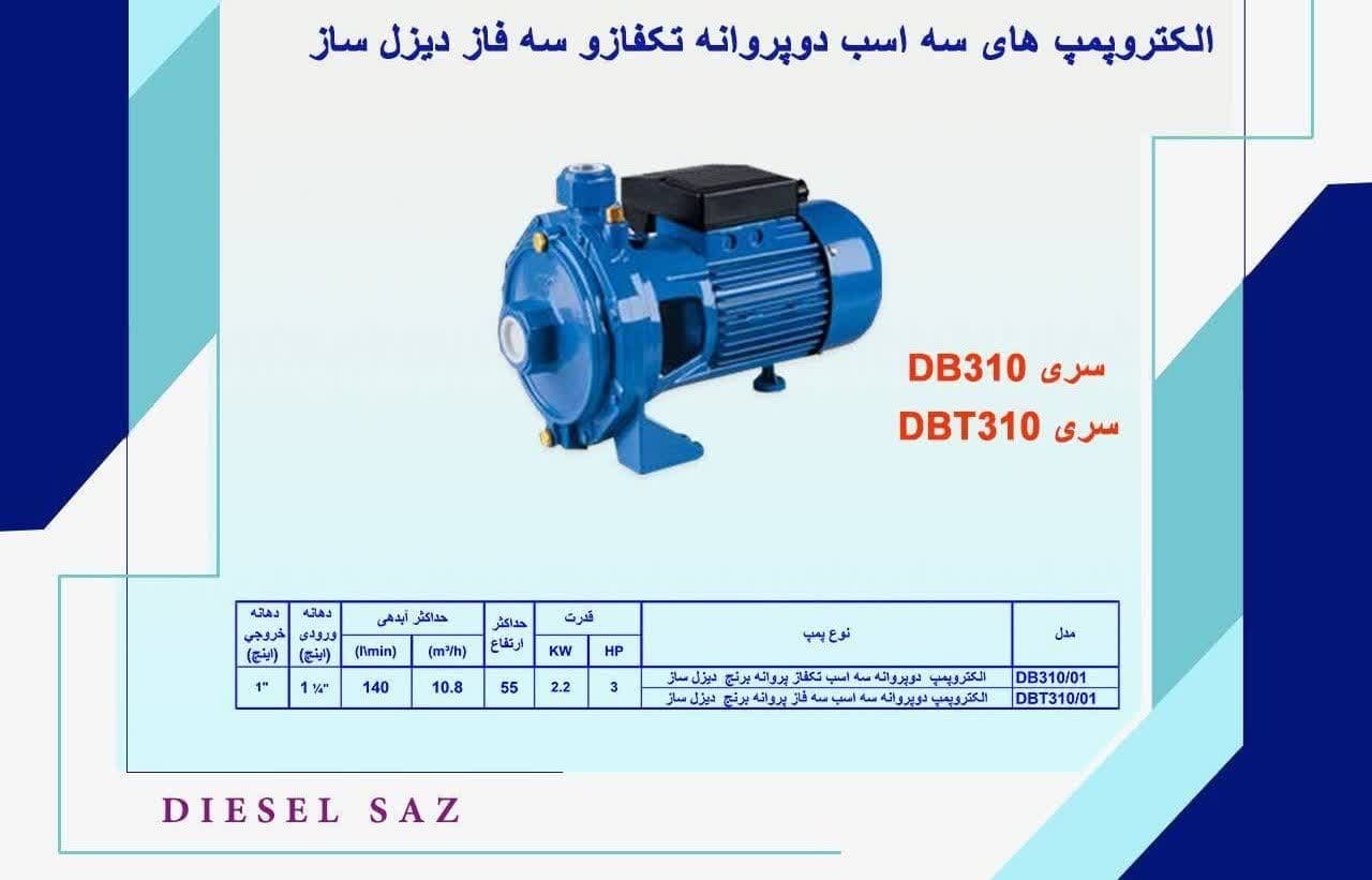 پمپ سه اسب دو پروانه مدل DBT 310/01 دیزل ساز (سه فاز) — تصویر ۴