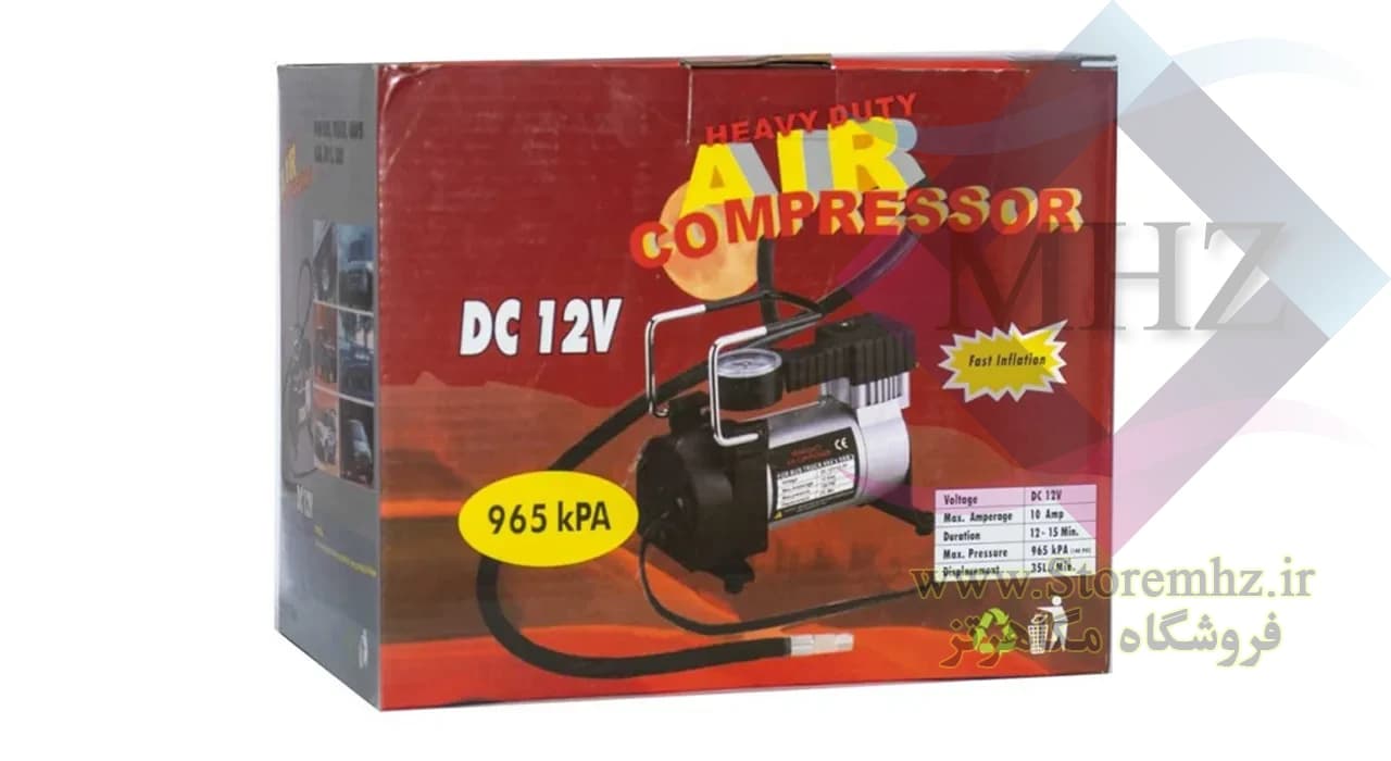 پمپ باد فندکی (کمپرسور هوای سنگین) مدل Heavy Duty Air Compressor – DC12 — تصویر ۵