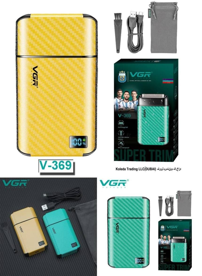 شیور با کیفیت وی جی آر مدل V369 ضدآب رنگ آّبی دیجیتالی — تصویر ۴