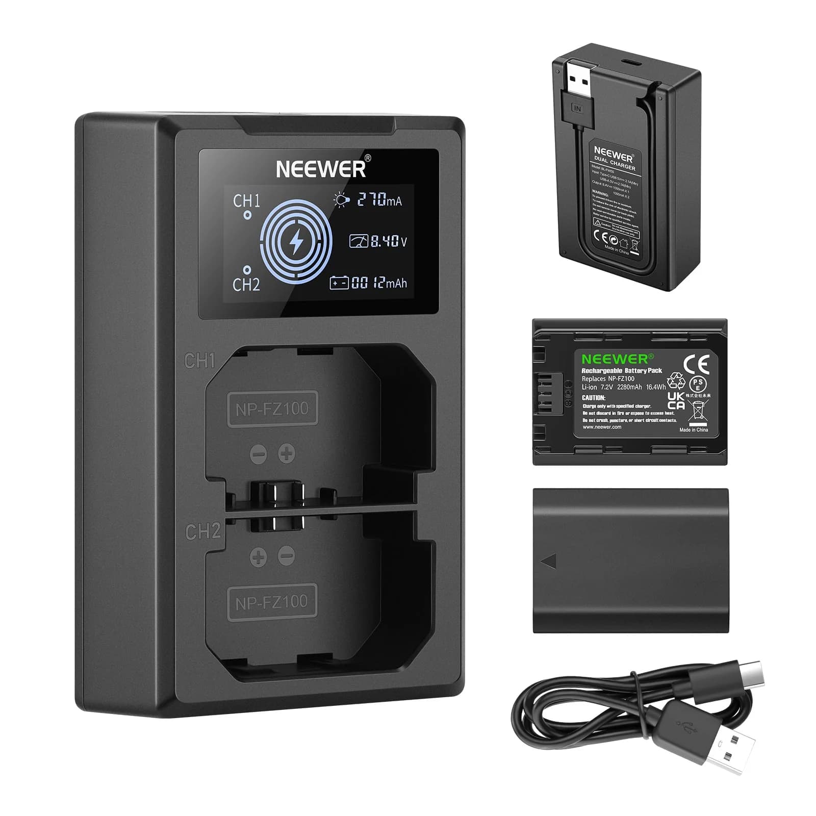 پک شارژر و 2عدد باتری نیوور Neewer NP-FZ100 2-Battery with Dual Charger Kit